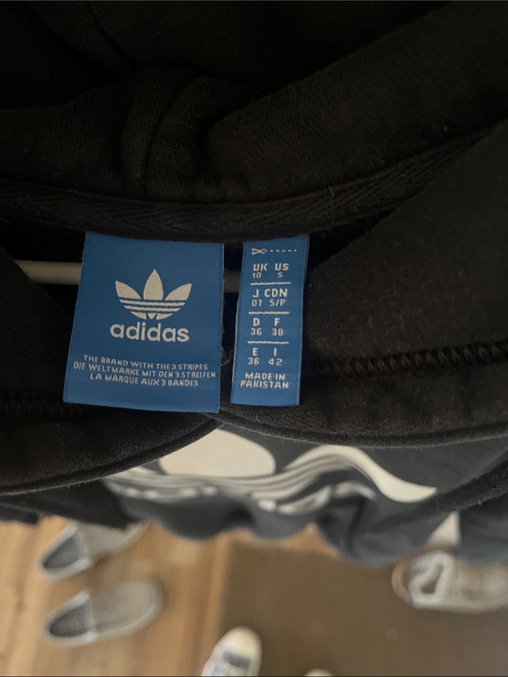 adidas Black Hoodie with White Trefoil Logo - Picture 2 of 4